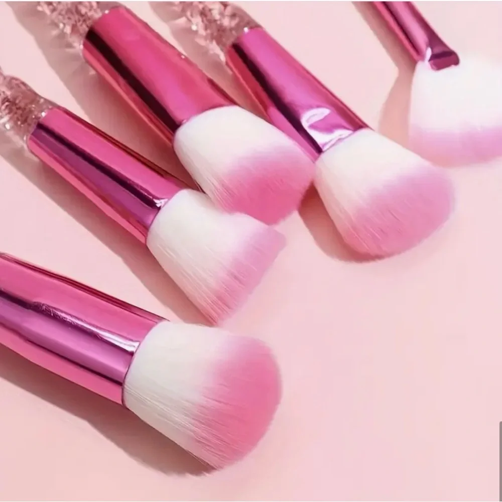 Set of 10 Makeup Brushes-Crystal Pink